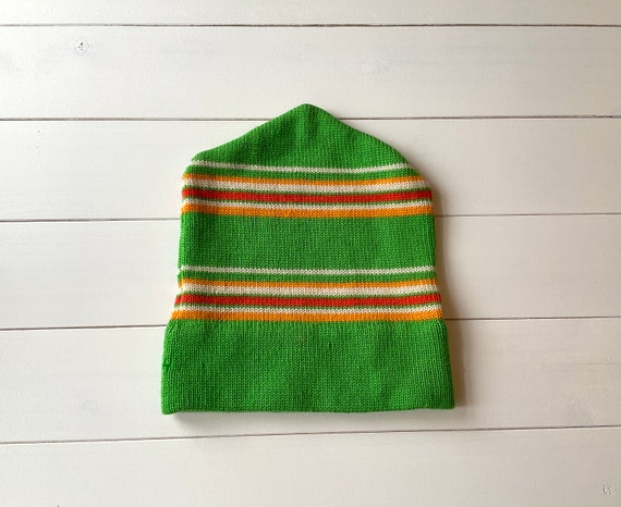 Vintage Wool Ski Hat West Germany, Lime Green Yel… - image 1