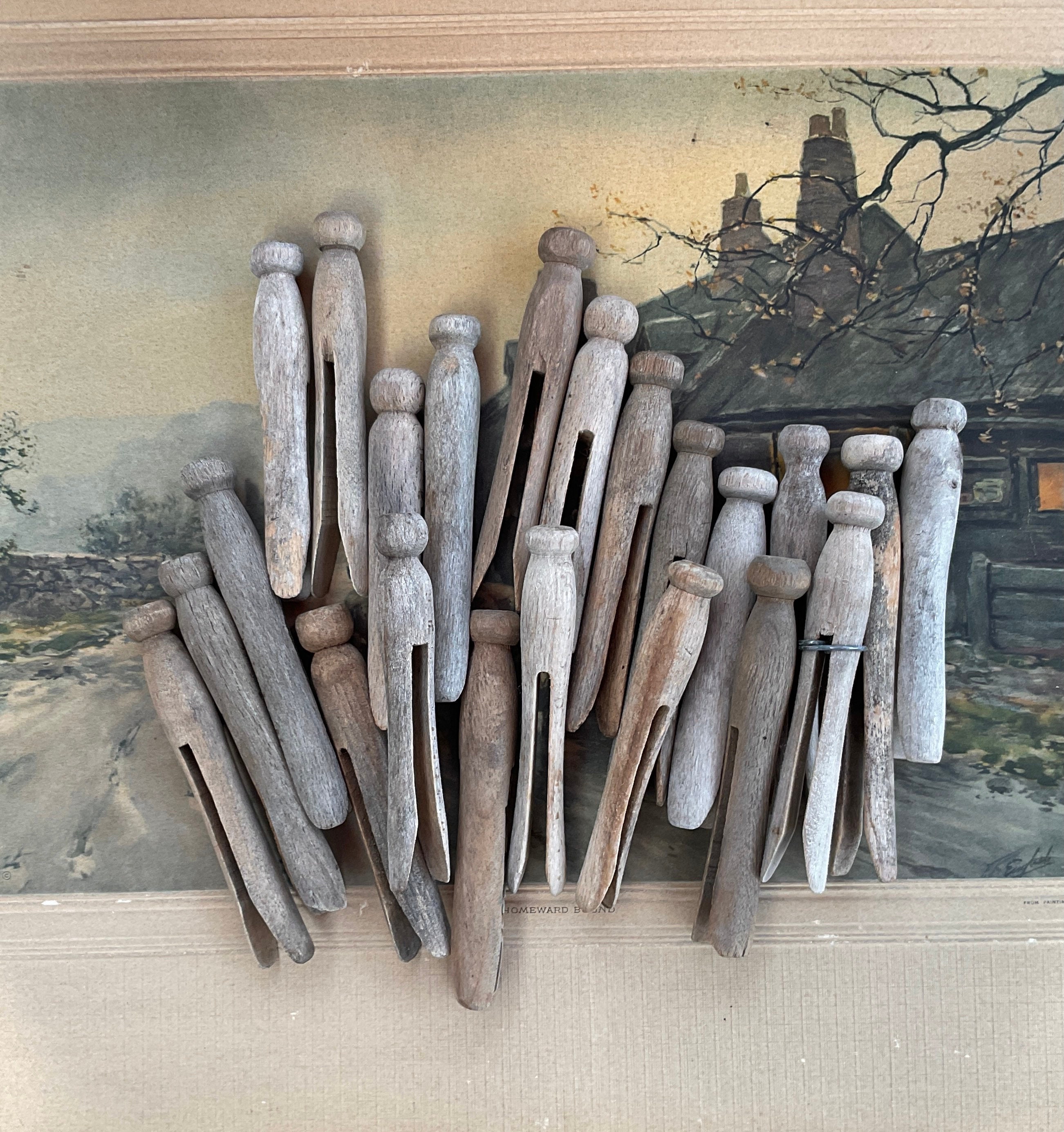 Lot of 22 Old Clothespins Mixed Styles 1940s60s Weathered Etsy