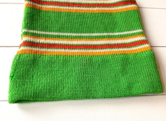 Vintage Wool Ski Hat West Germany, Lime Green Yel… - image 5