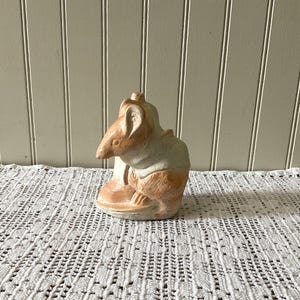 Vintage Beatrix Potter Hunca Munca Mouse Chalkware Figurine, 4” Plaster of Paris Statuette, Peter Rabbit Collectible