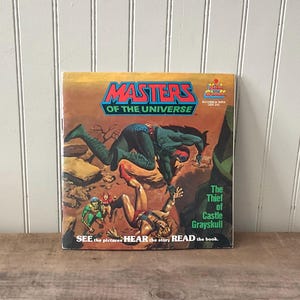 He-Man Book and 45 Record, MOTU The Thief of Castle Grayskull, Early Edition Kids Stuff Vintage 80s Toys, Masters of the Universe, Skeletor