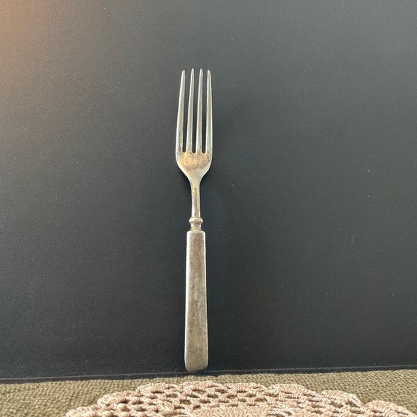 Antique Fork Silverplate Wm A Rogers DWT 12 Heavy Old Banded Collar Neck, Vintage Dining Silverware Mismatched Fork Dinnerware Collectible