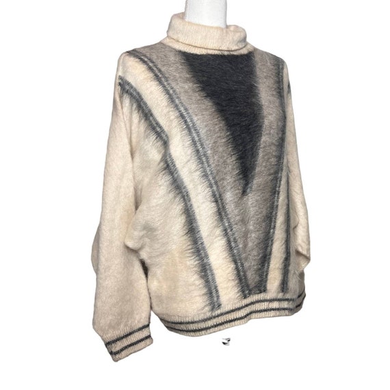 Pull à chevrons en laine mohair vintage des années 80 Chauve