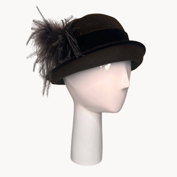 Plaza Suite Betmar vintage hat Vintage Plaza Suite Betmar Black Velvet Sequin Mesh Wide  main image 3