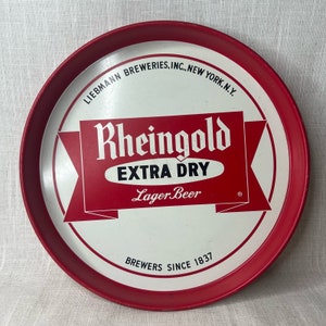 Vintage Liebman Rheingold Extra Dry Litho Tin Metal Beer Tray Advertising