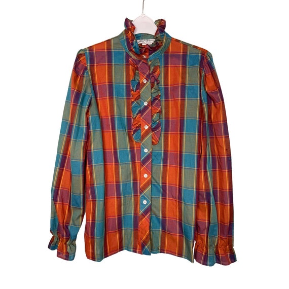 Vintage 80s Lucky Winner Juniors Size 13 Plaid Ru… - image 1