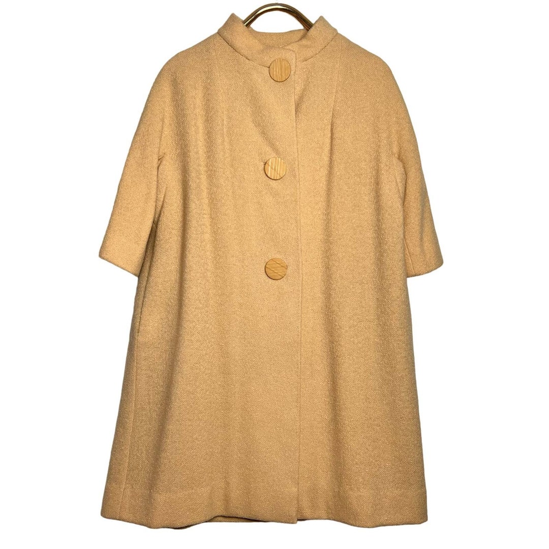 Vintage 50s Stroock Tan Coat Swing Wool Blend Large Buttons - Etsy