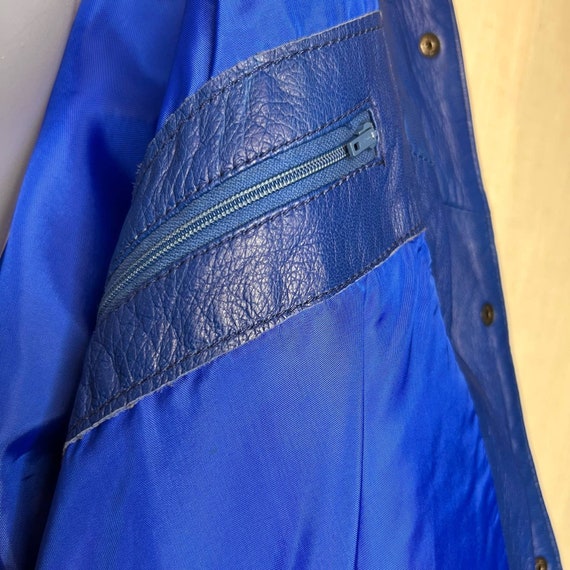 Vintage 80s Blue Leather Skirt & Pants Suit Set 3… - image 10