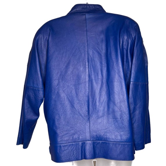 Vintage 80s Blue Leather Skirt & Pants Suit Set 3… - image 9