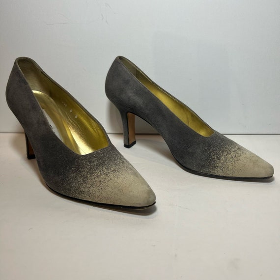 Escada Size 8 Gray Suede Ombre Pumps Pointed Toe … - image 3