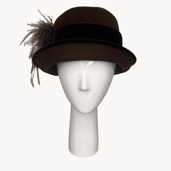Vintage Betmar Olive Felt Cloche Hat Betmar Green Hats for Women for sale | eBay main image 3