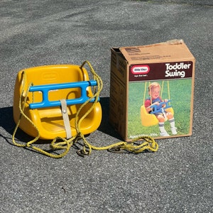 Vintage 80s Little Tikes Yellow Toddler Swing Original Box