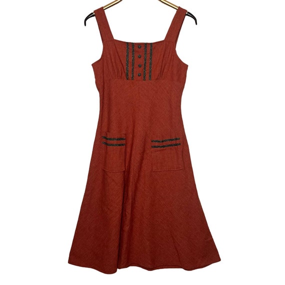 Vintage 70s Byers of California Rust Red Sundress… - image 1