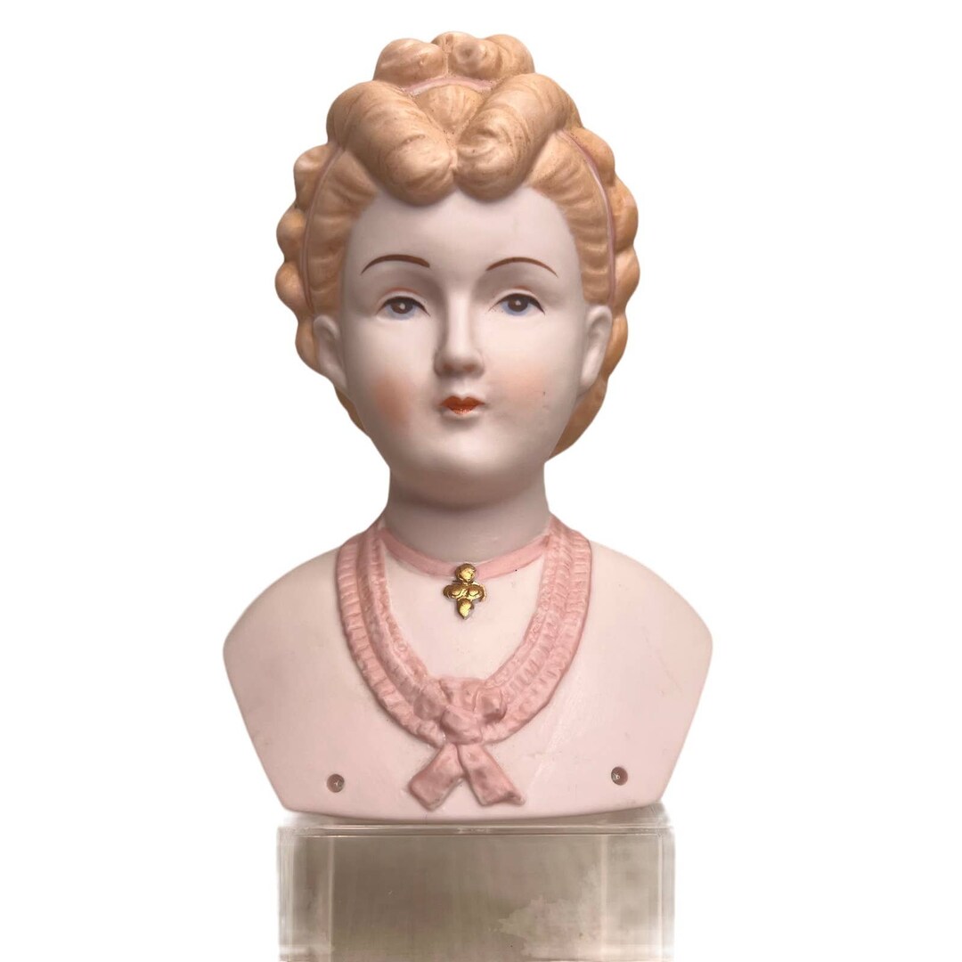Vintage Porcelain Bisque Boudoir Lady Doll Head Bust Etsy