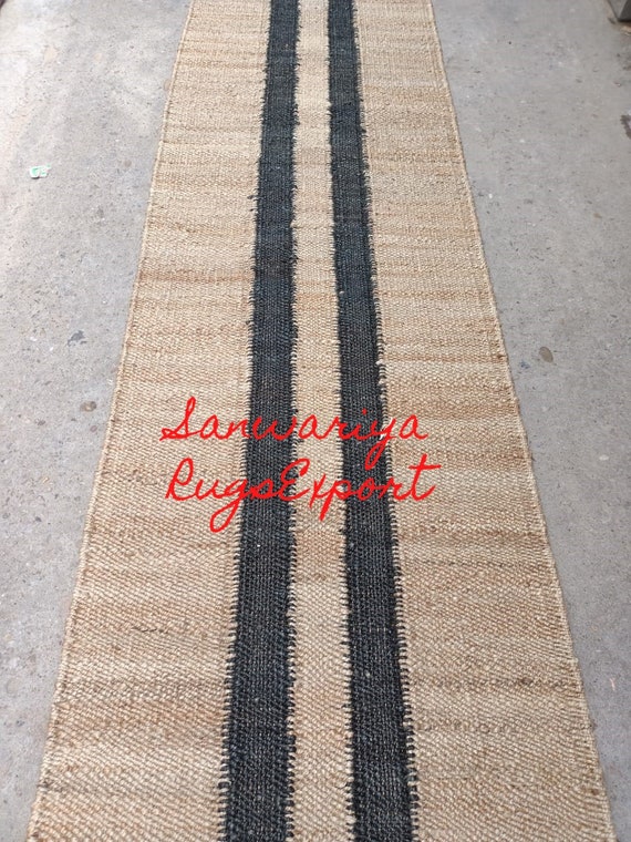 black line jute runner-jute table runner-hallways runner-entryway runner-stair jute runner-custom size rugs-Natural jute runner-floor runner