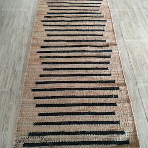 handmade hemp Jute natural and black strip  pattern available  same as  listing pic,Stair Runner,Custome size available,stair  runner