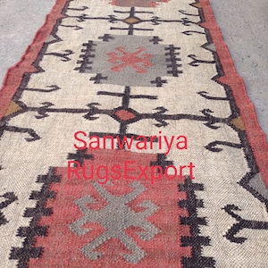 Kilim Rug, Handwoven, Wool and Jute Rug Handmade, Kilim Dhurrie Rug, Motifs, Oriental, Traditional Indian, Geometric, Turkish, Home decor