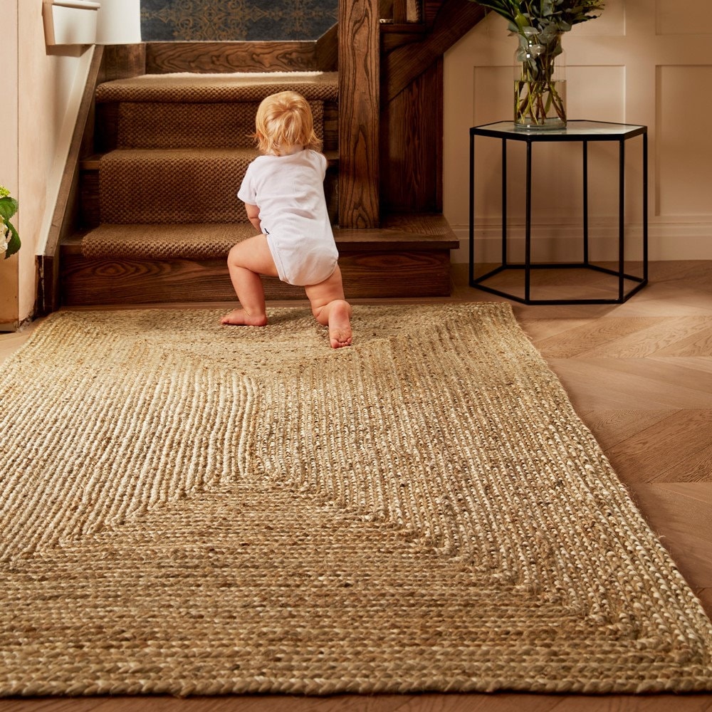 Natural Jute Braided Handmade Natural Jute Rectangle Rug Eco Friendly Pure  Vegan Living Room Jute Rug Area Rug Jute Rug Warm Rug 