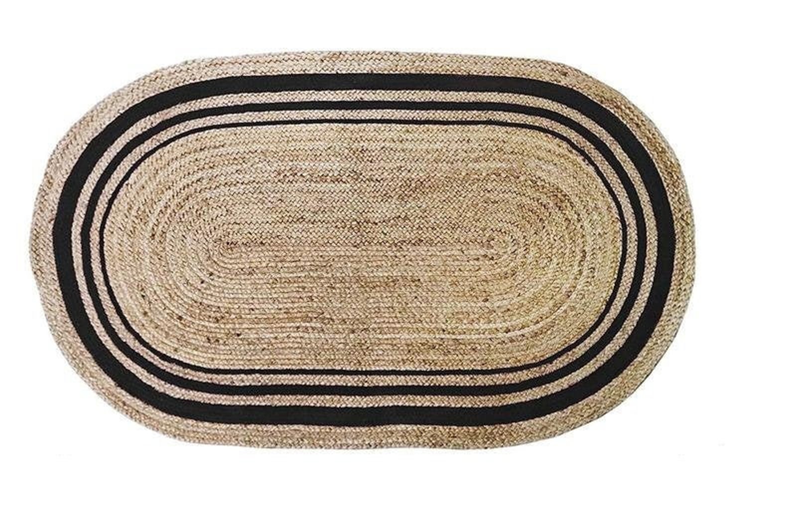 Oval Rug 5x86x98x10Ft.Black jute ovel rugJute Stair Treads Etsy