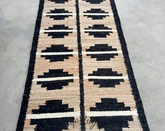 Jute Runner Rug Stair Runner Natural & Black Eco Friendly Hemp Rug Custom Size Available