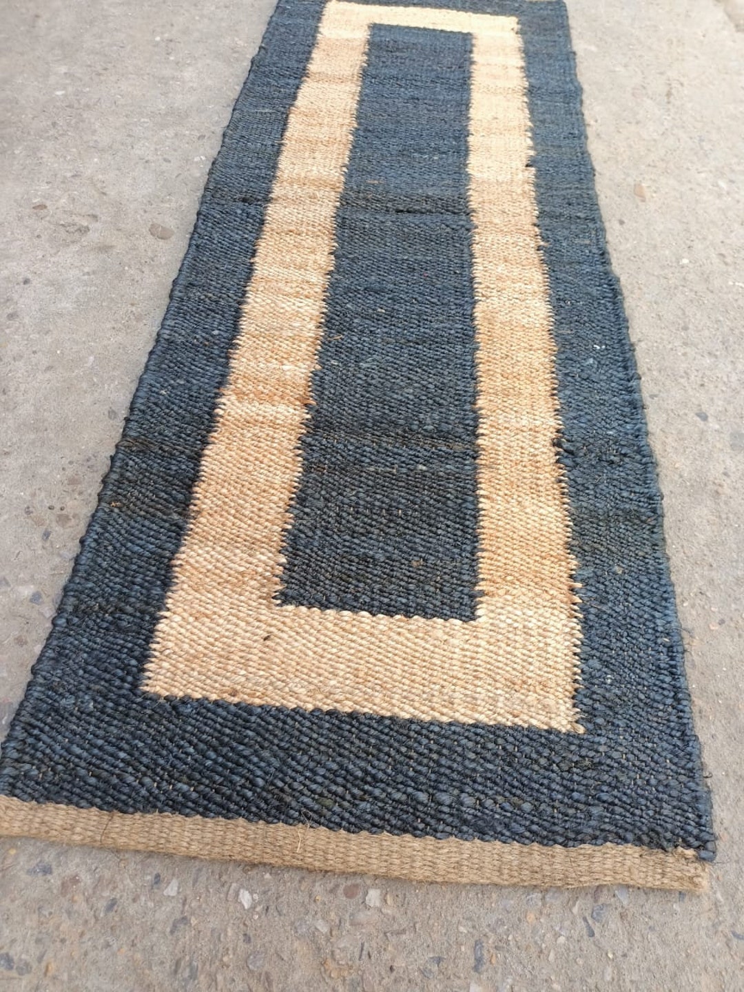 Natural and Black Jute Aisle Runner handmade Hemp Jute Runner Etsy