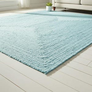Natural Jute Braided Handmade Natural Jute Rectangle Rug Eco Friendly Pure Vegan Living Room Jute rug area rug Jute rug Warm Rug sky blue