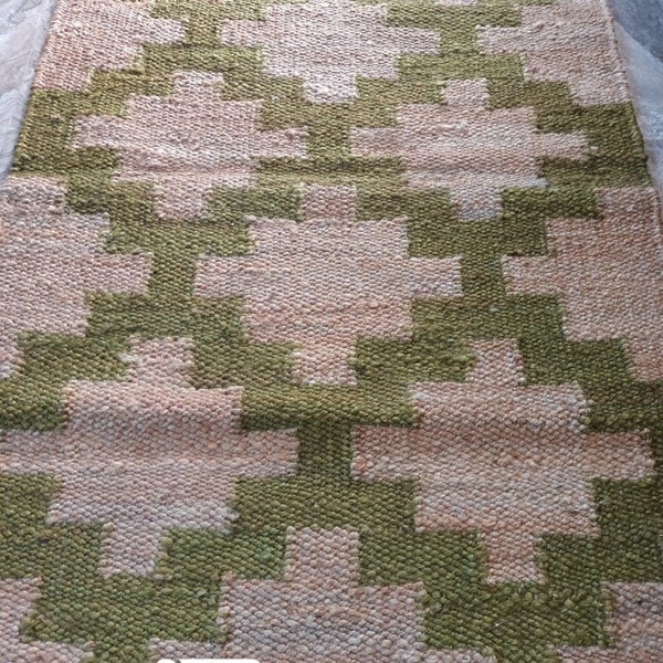 grean zig zag box  jute rugs-jute runner-home decor-rugs for living room-custom size rug