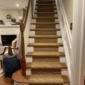 Handwoven Jute Stair Carpet Runner | Natural Fiber, Rustic Coastal Rug (Custom Size)