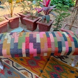 Kilim Bench wood work bench, ottoman bench, handmade furniture, kitchen chair, piano bench, dining bench, sitting bench, turkish rug benc