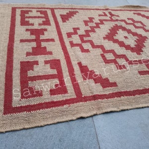 Handwoven Wool Jute Kilim Rug, Handwoven Wool Jute Rug, Kilim Jute Rug, Flatweave Rug, Bohemian Rug, Indian Dhurrie Rug