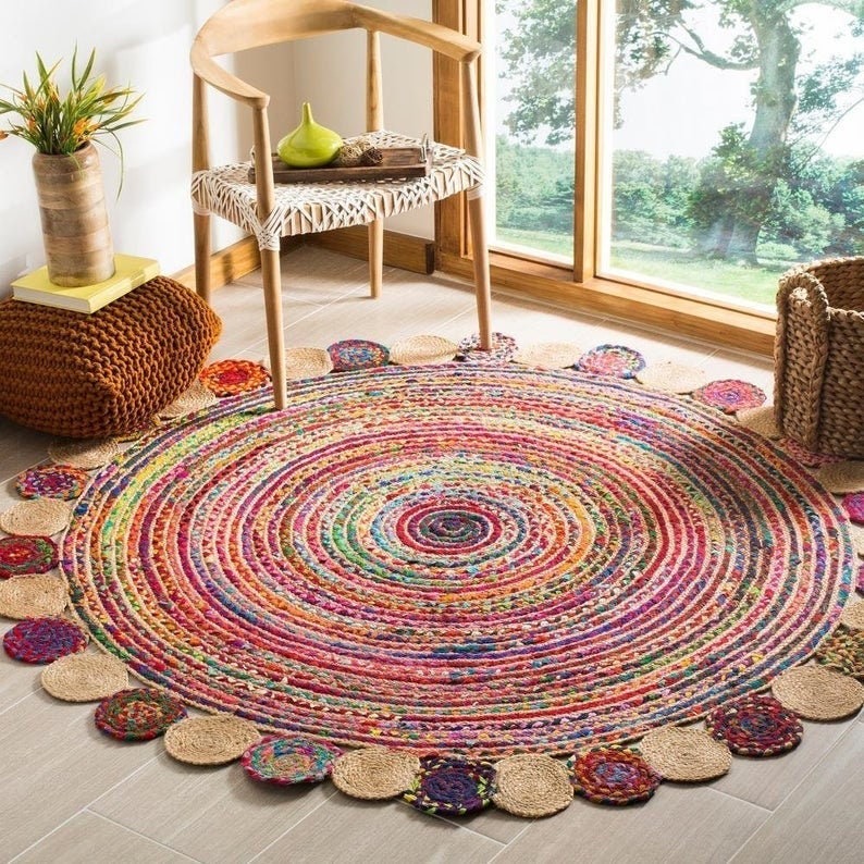 Round Table Rug/Outdoor Rug/ Garden Rug/ Circular Jute Rug/ Etsy