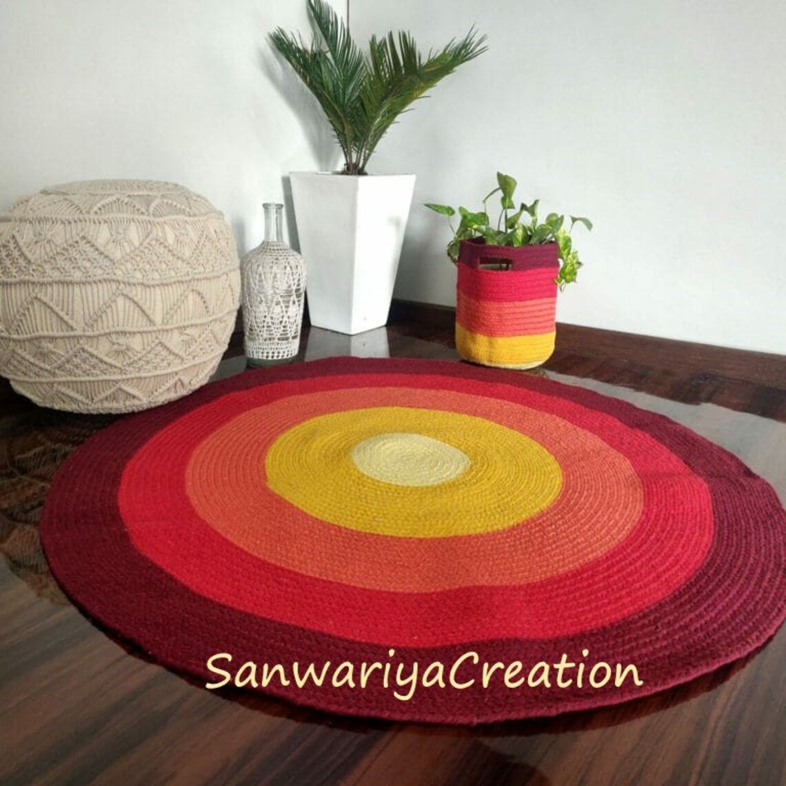 Round Table Rug/outdoor Rug/ Garden Rug/ Circular Jute Rug/ Etsy