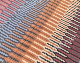 Handwoven Wool Jute Kilim Rug: Multicolor Geometric Design