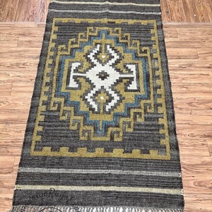 Handwoven Wool Jute Kilim Rug, Wool Jute Rug, Kilim Jute Rug, Flatweave Rug, Bohemian Rug, Indian Dhurrie Rug, Navajo Kilim Rug, Custom Rug