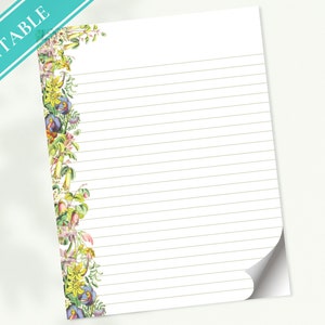 Papel de carta para impressão de flores selvagens da Austrália vintage - carta de amor, papel de diário, papel pautado, obrigado, boas notas