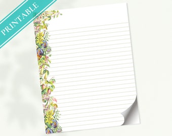 Vintage Australian Wildflower Stationery - Printable Lined Paper (PDF)