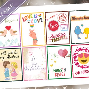 MINI TARJETAS DE SAN VALENTÍN - Tarjetas de amor para coquetear con notas de amor imprimibles, mini notas de amor, etiquetas de regalo de San Valentín, tarjetas divertidas para estudiantes en el aula