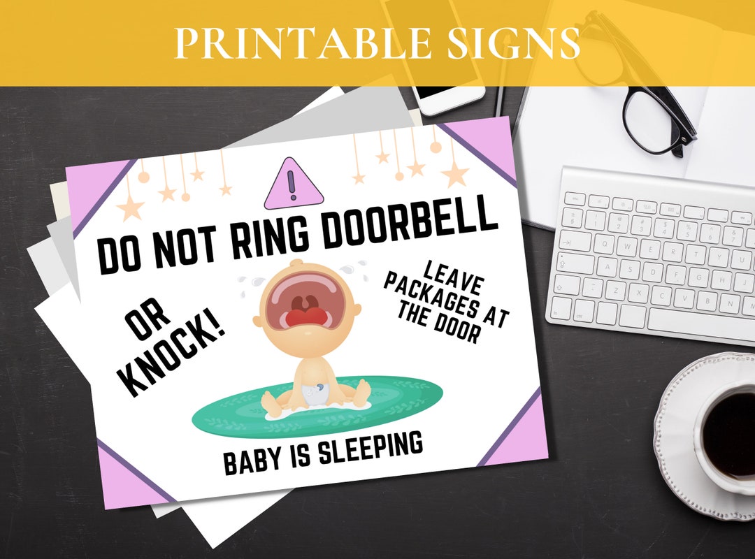 DO NOT KNOCK Ring Doorbell, Baby is Sleeping Warning Sign, Printable ...