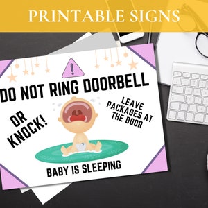 DO NOT KNOCK- Ring Doorbell, Baby is Sleeping - Warning Sign, Printable Sign, Digital Sign,  | Humor | Funny