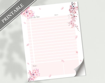 Cherry Blossom To Do List – Printable Daily Planner (Letter & A4)