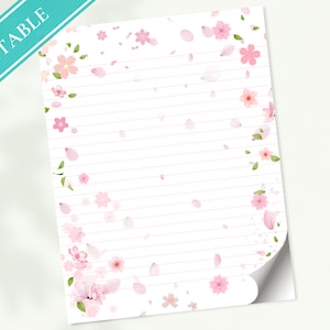 Sakura Kirschblüten Blumen Briefpapier - Druckbarer Brief, Liebesbrief, Journalpapier, Goodnotes | Blumenmuster