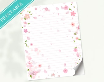 Sakura Cherry Blossom Stationery - Printable Letter Writing Paper (PDF)