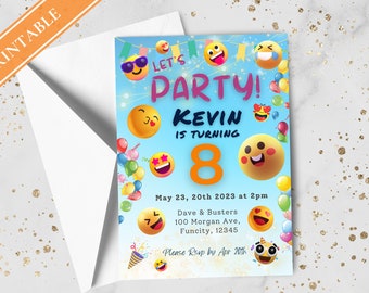 Emojis Birthday Invitation – Custom Kids Party Invite (Digital Download)