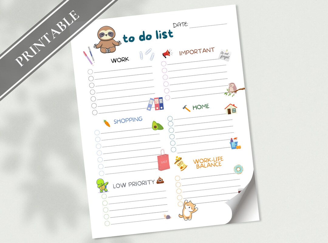 Funny Cute to Do List Printable Task List, Things to Do, Checklist ...
