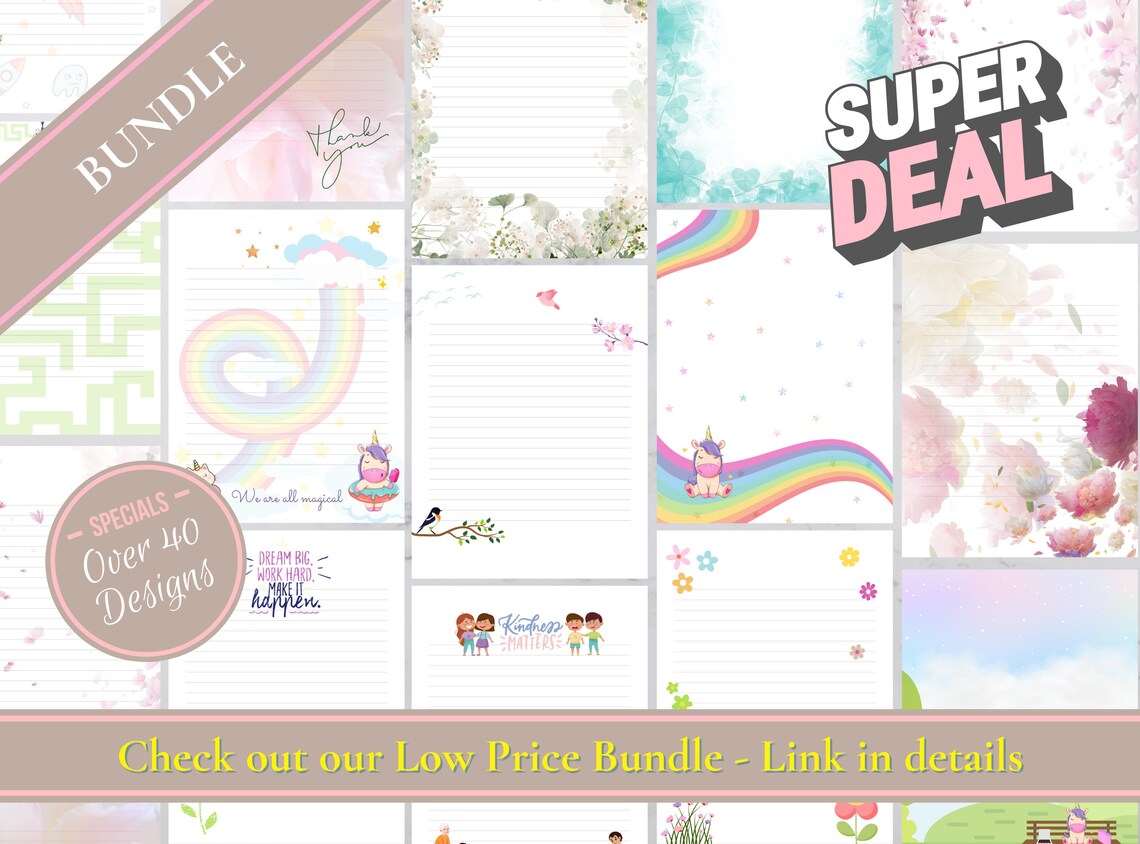 Bubbles Glow Printable Stationery Paper Colorful Bubbles, Party Journal ...