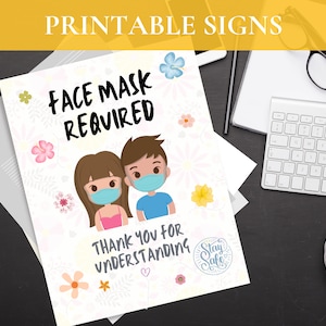 FACE MASK REQUIRED Sign - Printable Mask Sign, Mask Door Sign, Friendly Mask Sign
