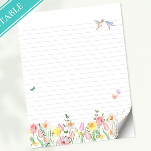 Lindas flores da primavera, pássaros do amor, papelaria para impressão, papel para escrever cartas - carta de amor, papel de diário, papel pautado, obrigado, boas notas