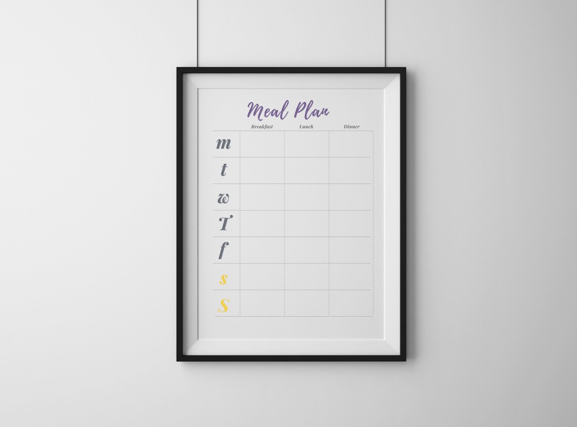 Simple Meal Plan Printable Weekly Goodnotes Meal Plan Lunch Etsy Canada