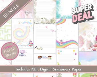 Deluxe Printable Stationery Bundle: Letter Writing Paper, Thank You Notes, Goodnotes, Journal paper, adorable, Flowers | Digital Download