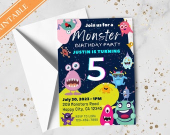 Monster Birthday Party Invite – Colorful Kids' Invitation (Digital Download)